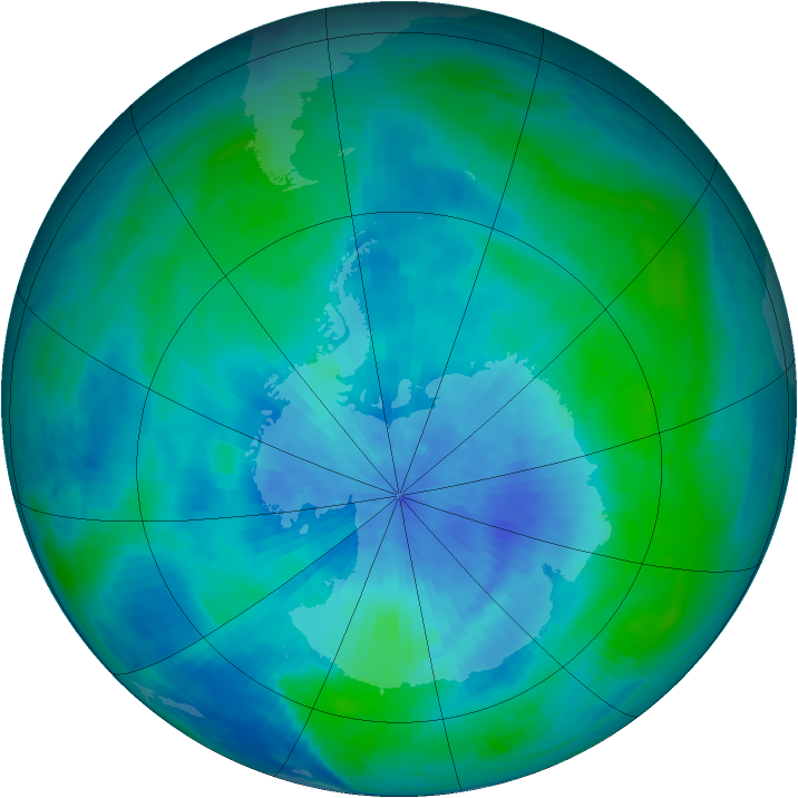 Antarctic ozone map for 07 March 1986